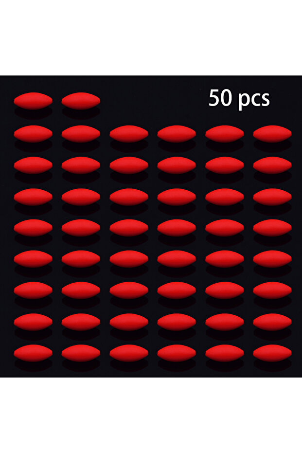Red 50 Pcs Eye Catching Bean Float Enlarged Foam Float Ball Eye Catching Bean Olive Cylinder Fishing