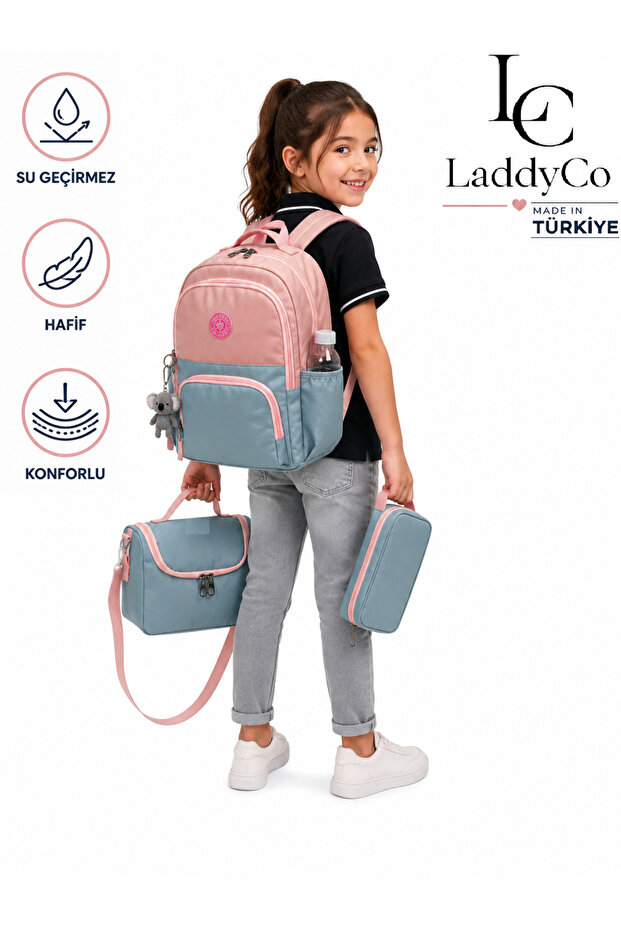 Water Resistant Primary School Bag Set of 3 Children's Primary School Bag Ldc 8010 Powder-Blue
