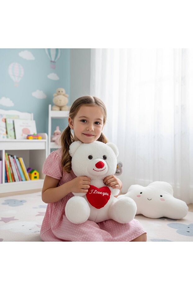 I Love You Heart-Shaped White Cute Plush Teddy Bear