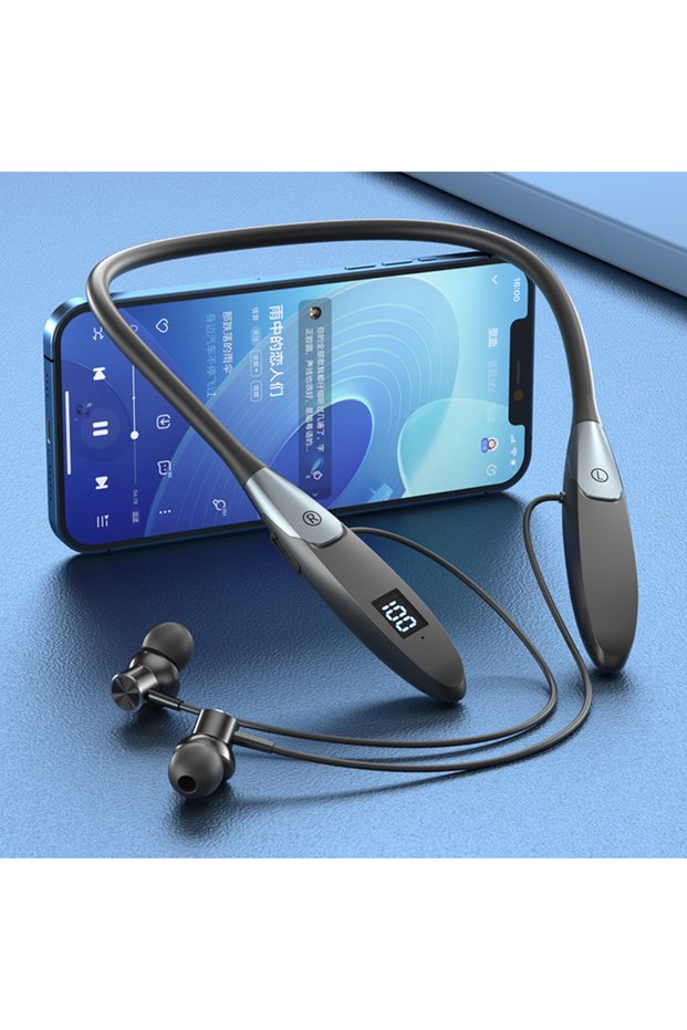 black EARDECO Wireless Headphones Bluetooth 5.3 Neckband Earphones Sports Waterproof TWS Earbuds Blu