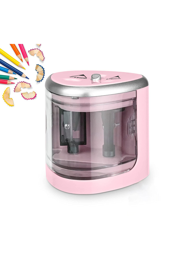 Pink Tenwin New Two-hole Electric Automatic Pencil Sharpener Switch Pencil Sharpener Home Office Sch