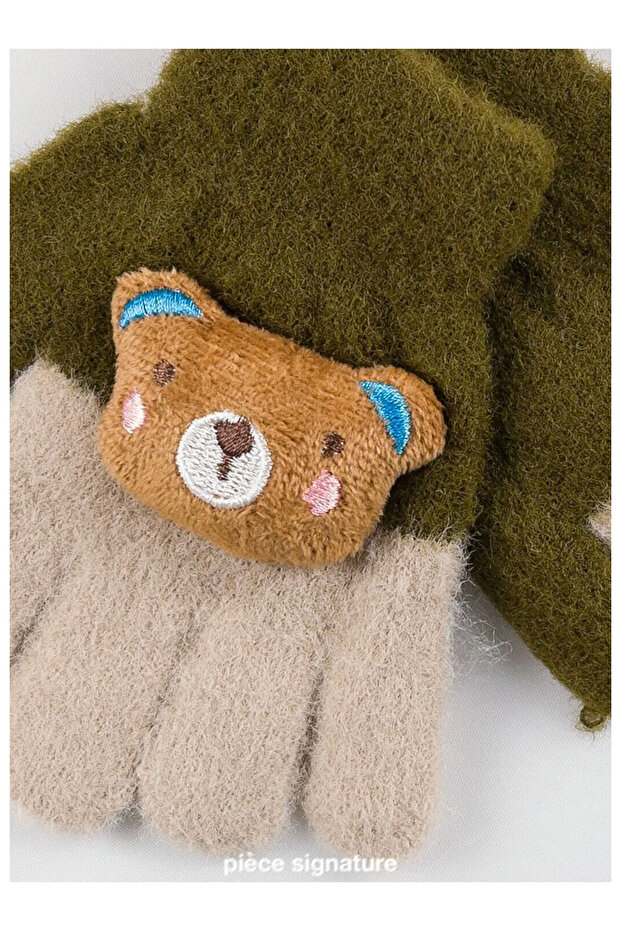 Soft Children's Gloves with Cute Bear Accessories (1-3 Years Old)
