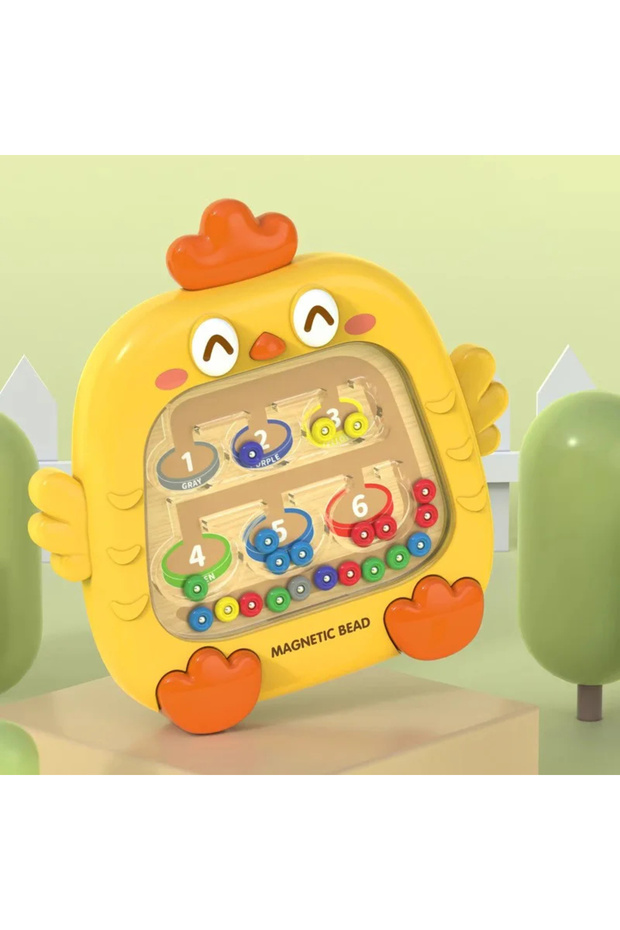 Yellow Montessori Sorting Games Magnetic Color Number Maze Board Pen Moving Bead Games Fine Motor Sk