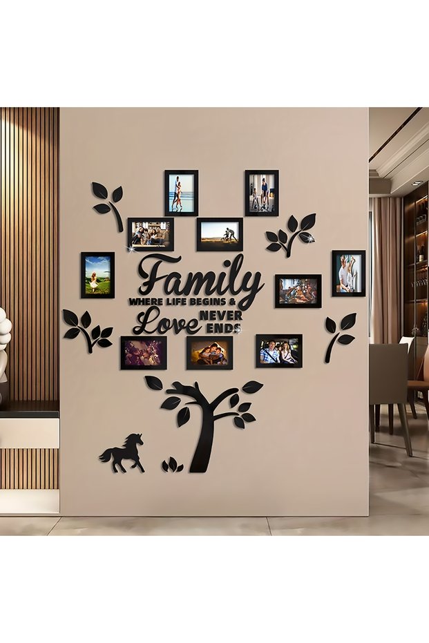 120 120cm black 3D Acrylic Photo Frame Wall Decorations with Poster Templates Collage Gallery Family