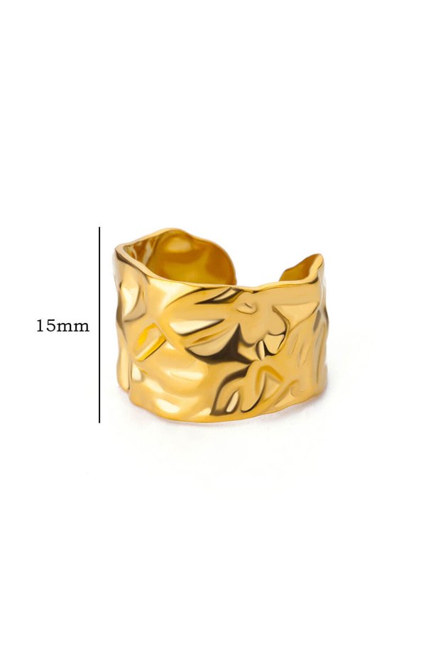 resizable JZ6102G New Trend Stainless steel Geometric Texture Wide Rings For Women Men Irregular Gol