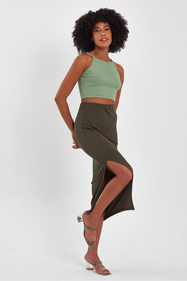 LONG PENCIL SKIRT WITH SLIT (B23-00129)