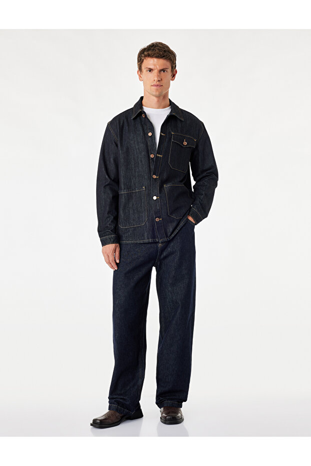 Normal Waist Bol Cotton Pocket Super Baggy Jean Trousers