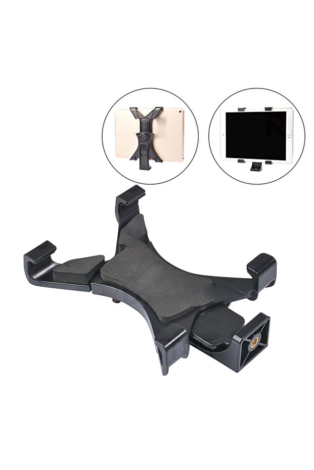 Black Universal Tablet Phone Tripod Mount Tilt Adjust 360°Rotating Stand Holder Clip for IPad Mini A