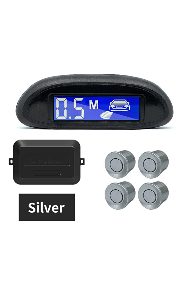 Silver Sinovcle Parking Sensor For Car With Auto Parktronic Reverse LED Monitor 4 Sensors Radar Dete
