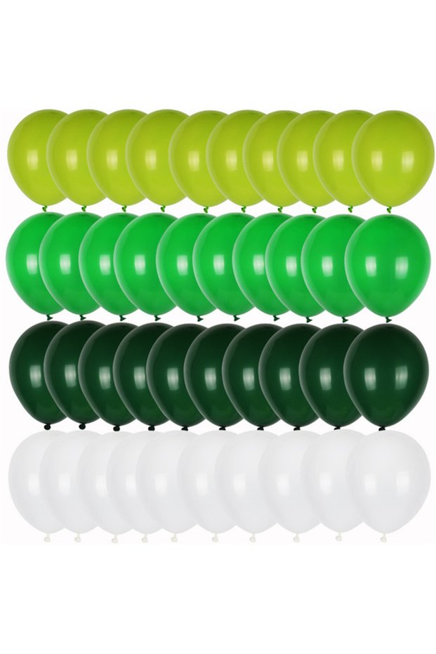 10inch 40pcs set-A 40pcs Retro Dark Green Balloons Set Confetti Balloon Jungle Safari Animal Birthda