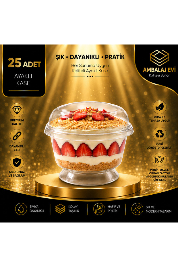 Footed Dessert and Presentation Bowl with Lid 200 ml 25 Pieces Magnolia Bowl