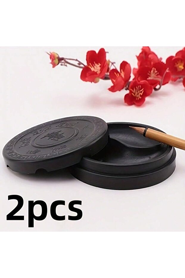 2PC Ink Stone 2pc Plastic Inkwell Set, Containing Calligraphy Ink, Art Supplies and Ink Cartridges.
