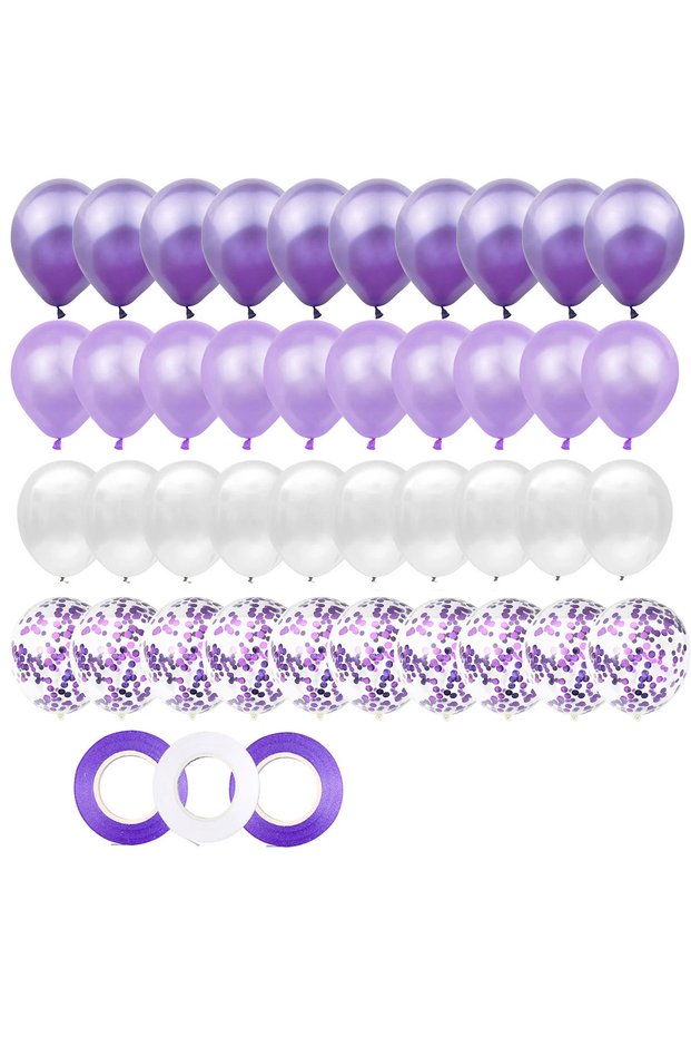 12INCH Purple 40pcs 12inch Purple Latex Air Helium Mixed Balloons Baby Girl Mermaid Birthday Party D
