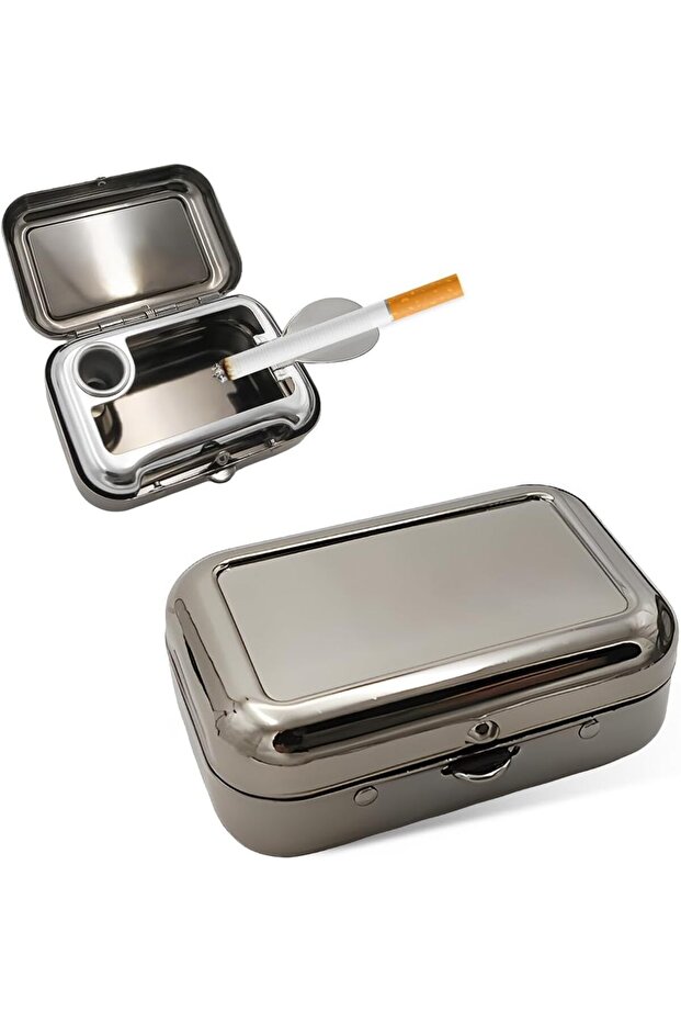 Gray Portable Ashtrays, The Car Ashtray Carry-on Mini Ashtray with Windproof Lid, Waterproof Creativ