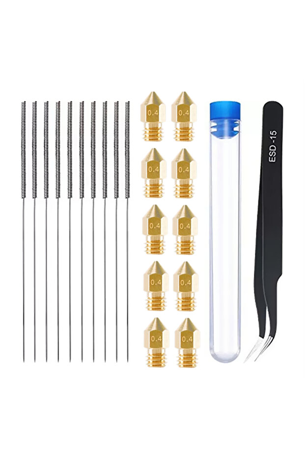 10PCS 0.4mm Brass Nozzle Extruder With 10pcs Cleaning Needles For Ender 3 3S Pro V2 CR10 Anet A8 ...