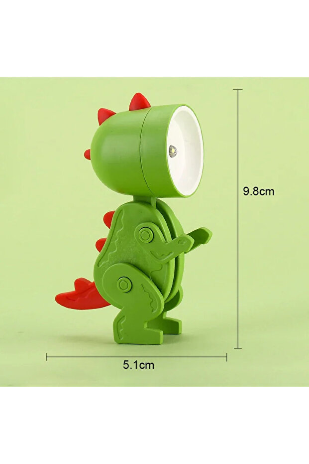 Green Mini Dinosaur Night Light Battery Magnetic Folding Nights Lamp Bedroom Bedside Table Ornaments