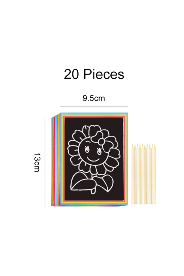 20 Pcs S Rainbow Scratch Paper Children's Art Cards Black DIY Rainbow Art Paper Card Neon Scratch Pa