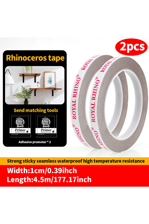 10mmX4.5M-2PCS 450CM Extra Strong Double Sided Tape Adhesive Car Special Tear Off Without Leaving Tr