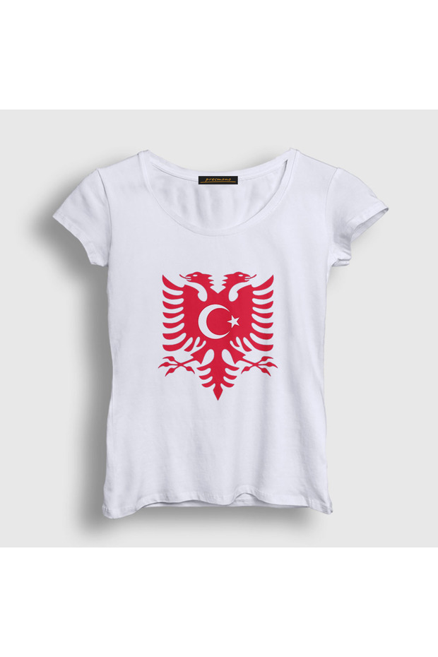 Women's White Albania Turkey Albanian Flag T-Shirt 495071Tt