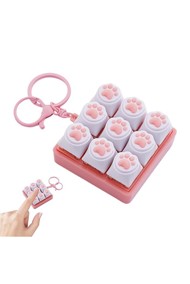 A 9 Keys Keyboard Key Toy Cat Paws Finger Button Stress Relief Toys Mechanical Keyboard Keycaps Key.