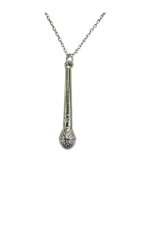 Unisex Necklace with Microphone Figure – Metal 60 cm Chain