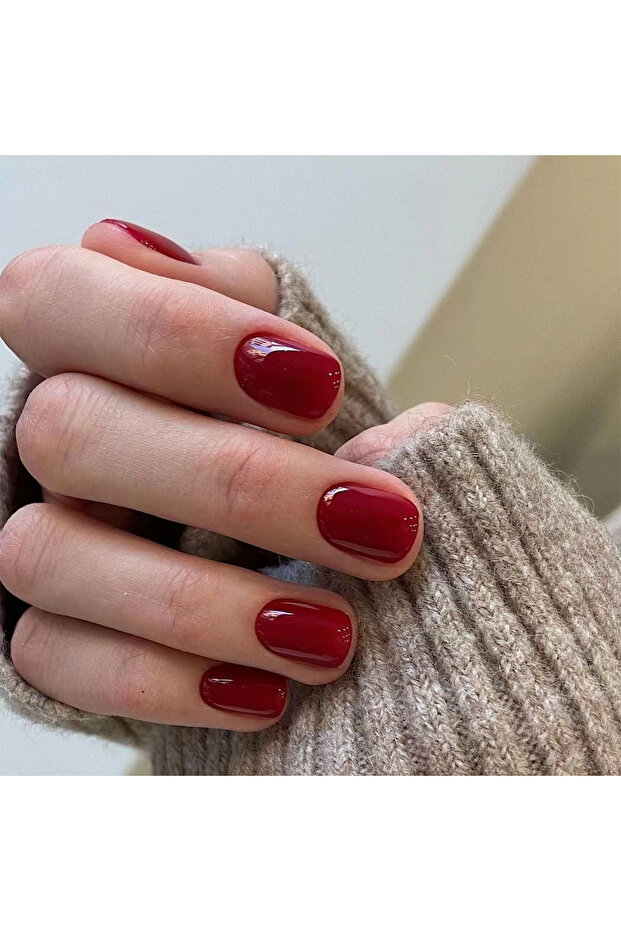 PDJ2709 24Pcs/Set Solid Color Press on Nail Piece Acrylic Round Head Short Fake Nails Finished Remov