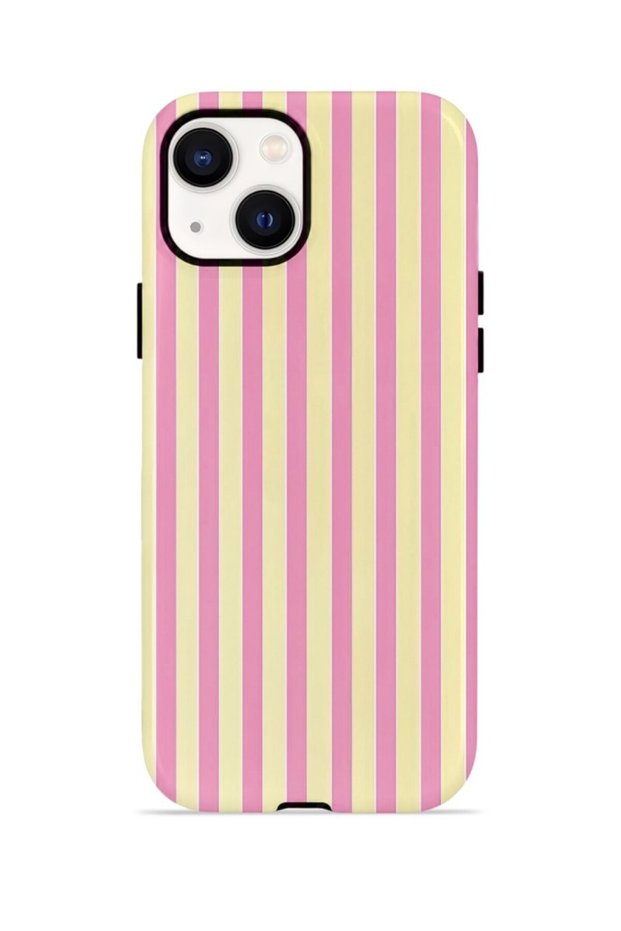 iPhone 14 Plus Vorian Double Layer Case Pink Lemon Pinstripe
