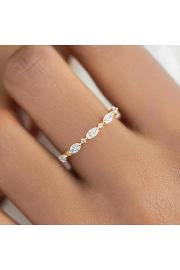 10 T0440 Huitan Simple Stylish Female Finger-ring with Marquise Round Cubic Zirconia Exquisite Women