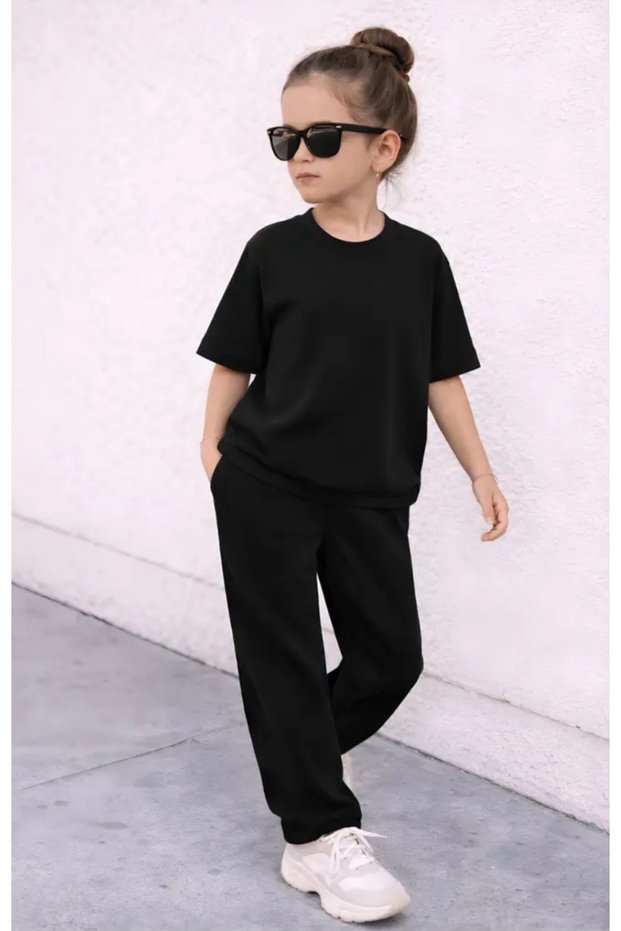 New Season Solid Color Special Series 100% Cotton Short Sleeves Summer Girls' Tracksuit Set