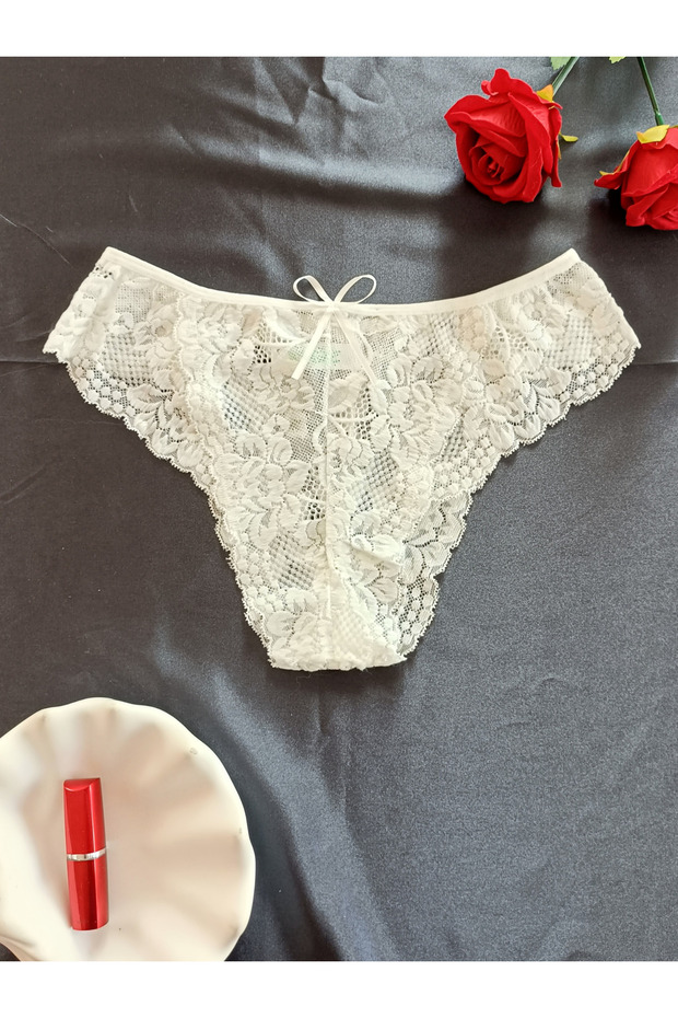 Dina Rose Lace Patterned Women's Underwear Panties with Bow on the Front