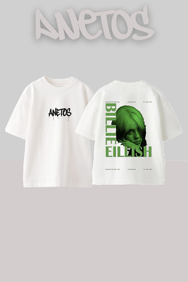 Billie Eilish 7 Design Back Printed Cotton White Oversize T-Shirt