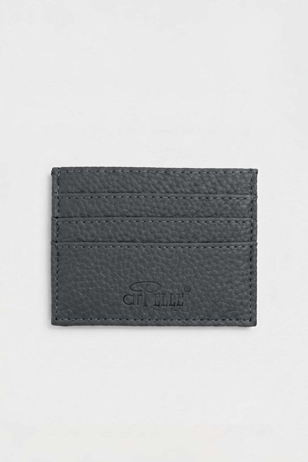Men's Textured Leather Card Holder Smoked