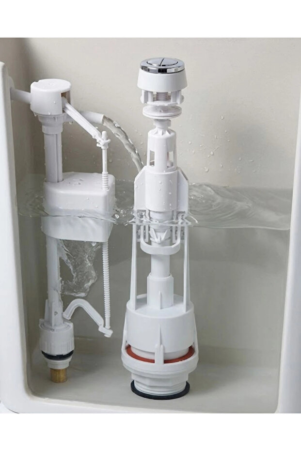 Push-Button Toilet Cistern Internal Mechanism Adjustable Water Level Drainage System