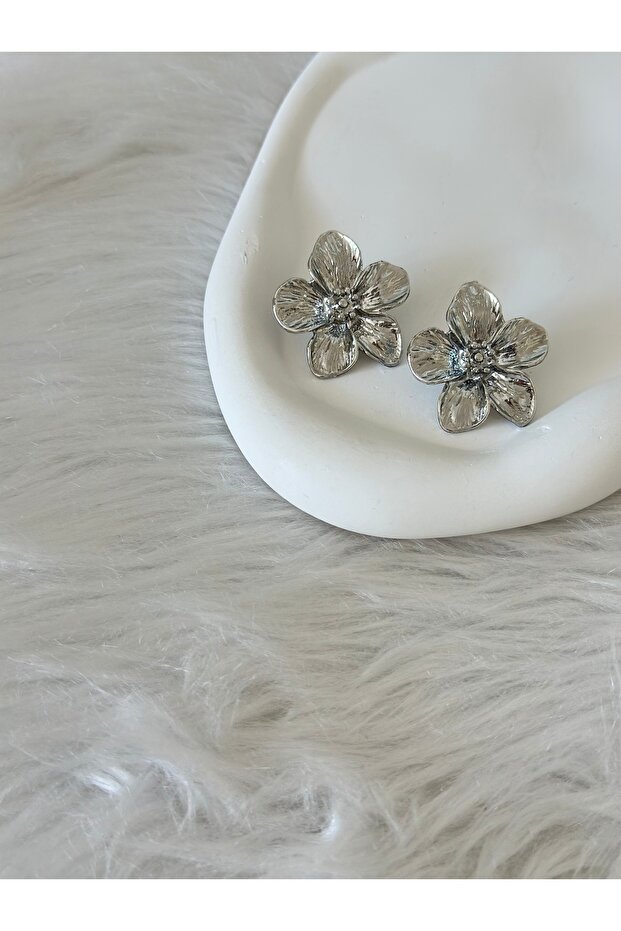 Silver Çiçek Küpe