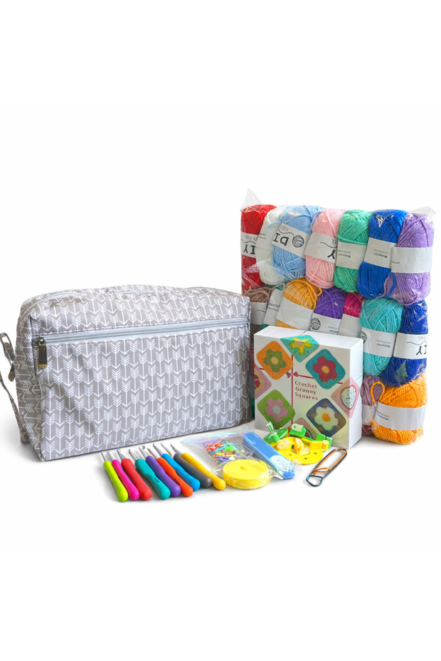 Sample Knitting Starter Kit, Square Motif Set, Motif Making Set, Complete Knitting and Crochet Set, Re
