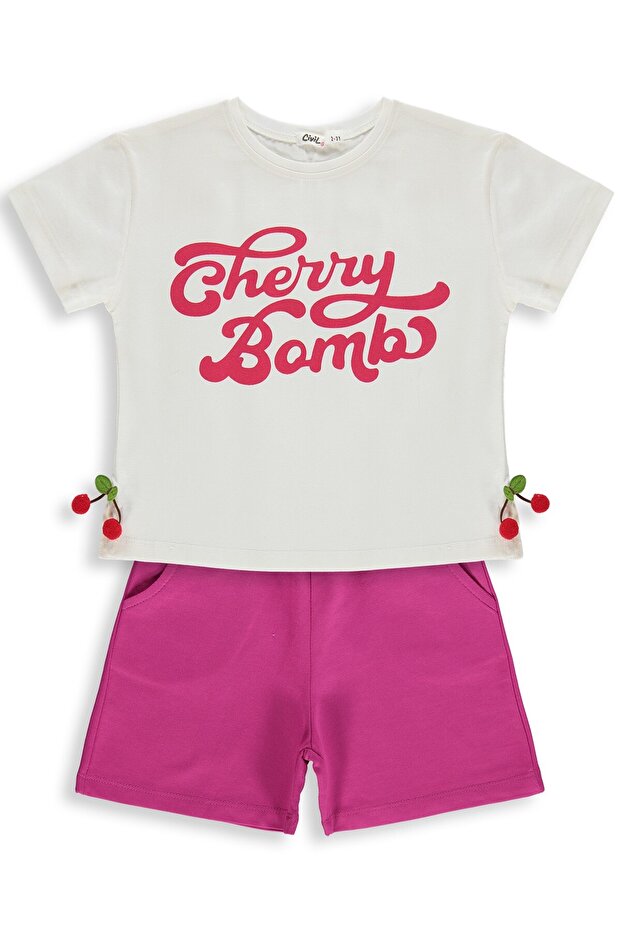 Cherry Bomb Printed Set for Ages 2-5 - Ecru