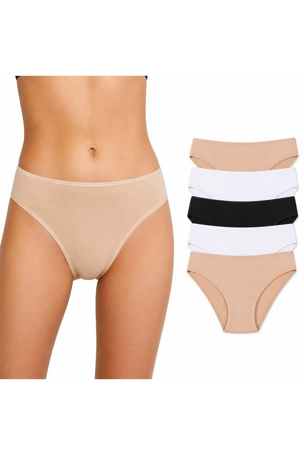 5-Piece Women's Cotton Low Waist Slip Panties Set High Comfort Flexible Waistband Daily Use