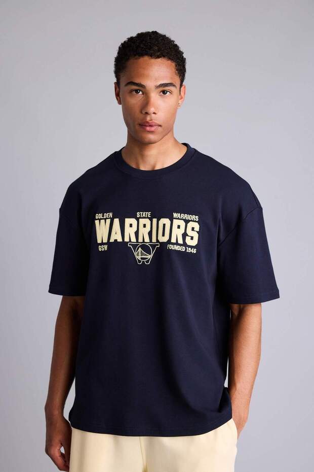 100% Cotton Nba Golden State Warriors Oversized Short Sleeve T-Shirt H3815Ax26Sm