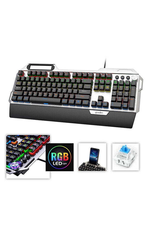 لوحة مفاتيح الألعاب الميكانيكية QUADRO TRON X100 Q التركية USB RGB