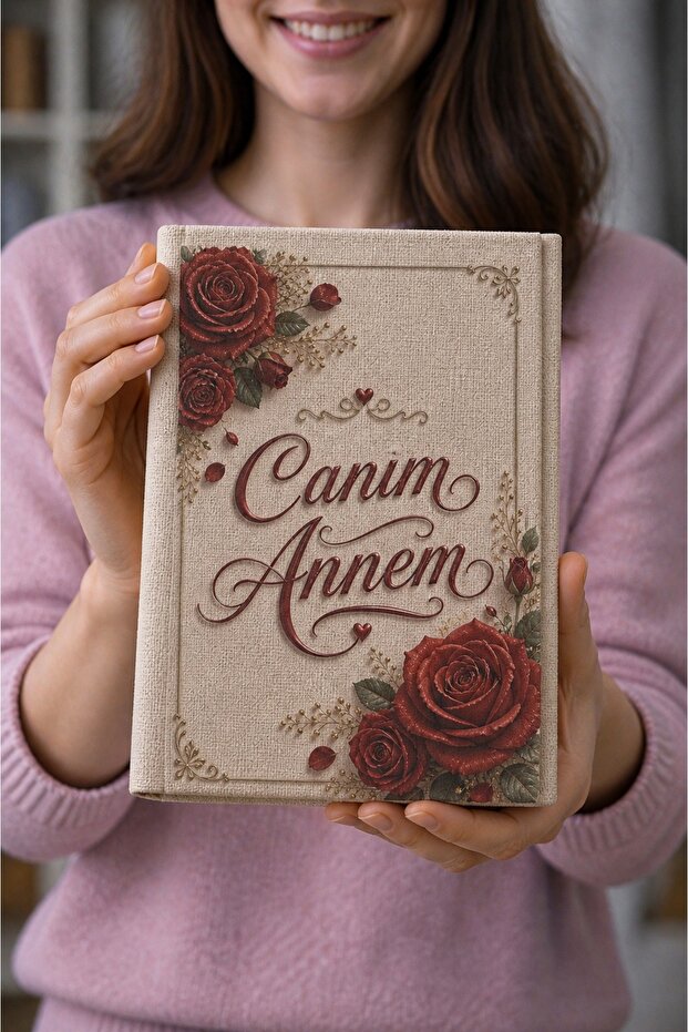 Mother's Day Gift Memory Book 31X23 Cm, Fabric Covered Keepsake Album, Special Design Notebook and Book Holder with My Dear Mom Written on It