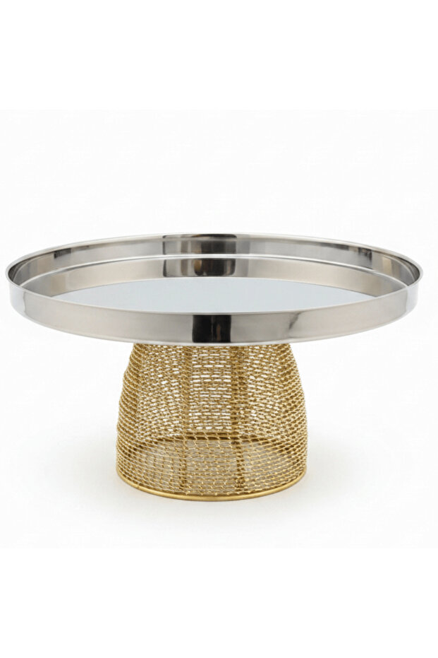 Royal Gold-Footed Stainless Steel Serving Tray 26 × 14 cm