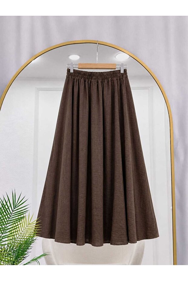 Women's Strawberry Fabric Skirt with Elastic Waist and Pockets -0270