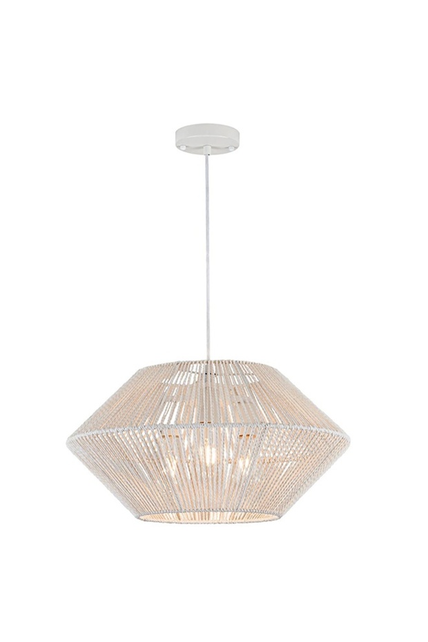 Modern Lighting, Single pendent, Light, Bamboo pendent, White Color, 100x30x17 cm, Suitable for bedroom and living room, Adjustable height