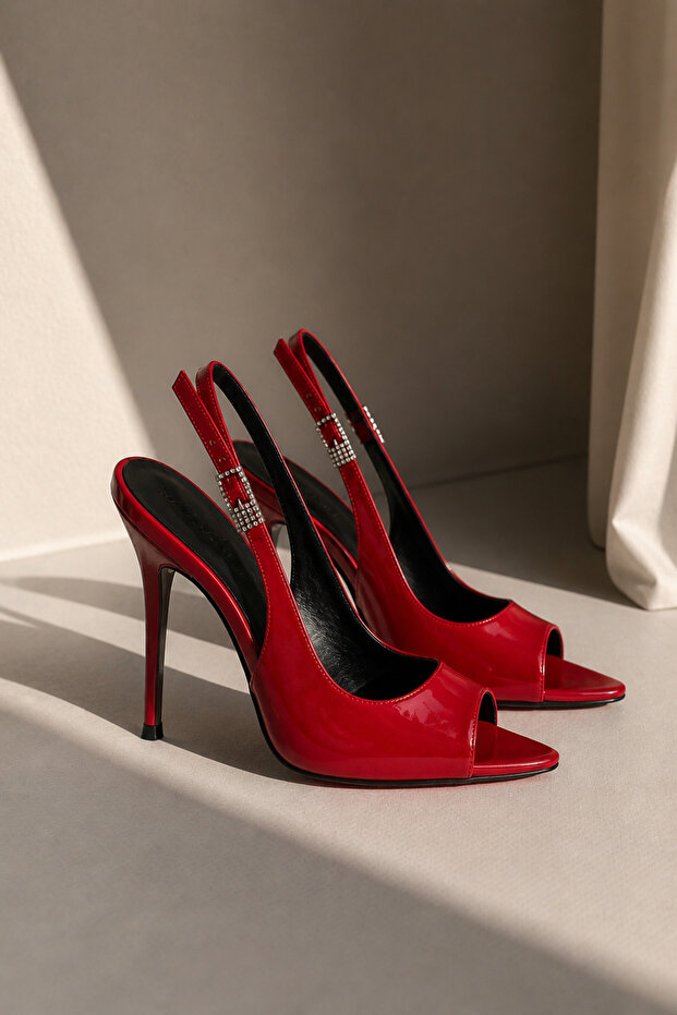Rome Red Patent Leather Heeled Women's Shoes