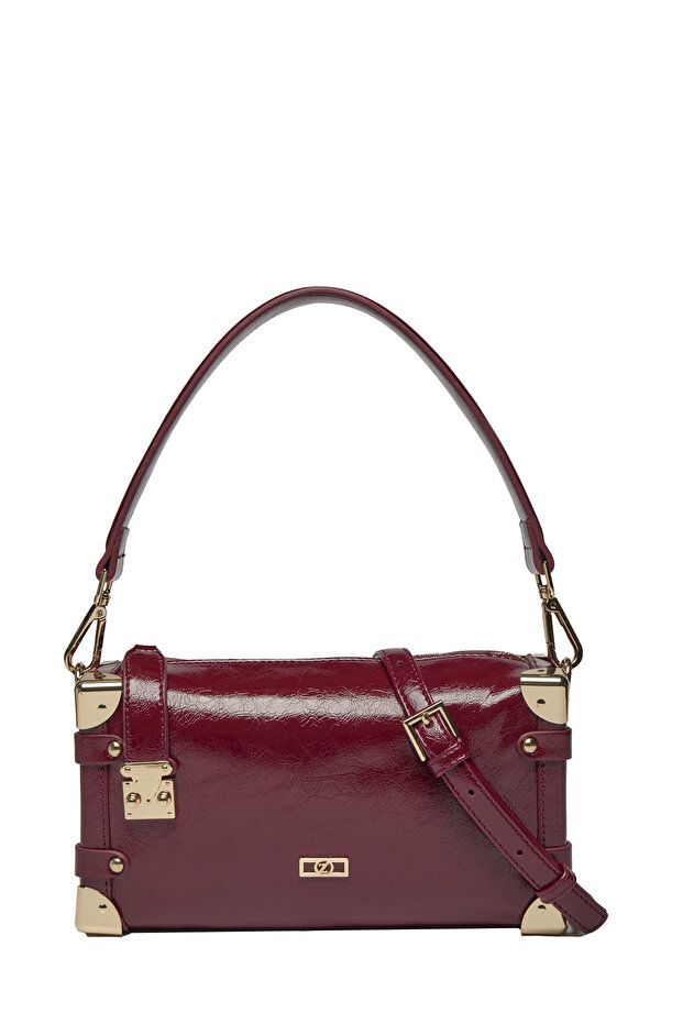 Accessory Detailed Shoulder and Hand Bag Burgundy Bag 0058