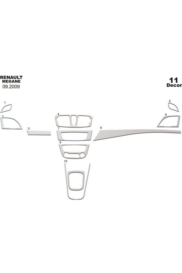 Renault Megane 3 Console-Torpedo Covering 2009 11 Pieces