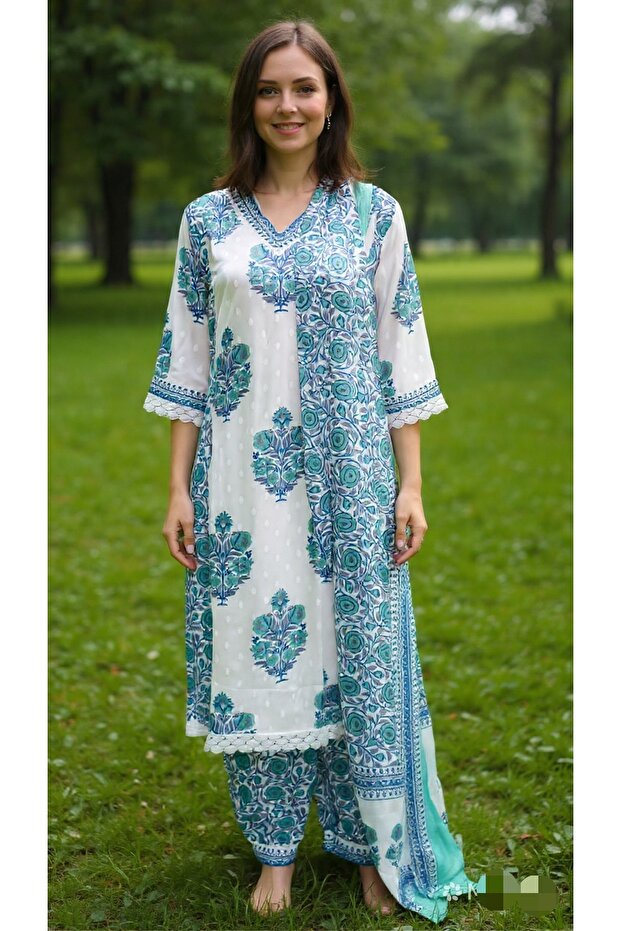 Designer party wear Afghani Anarkali with slit pure cotton FULLY STICHED-3piece suit