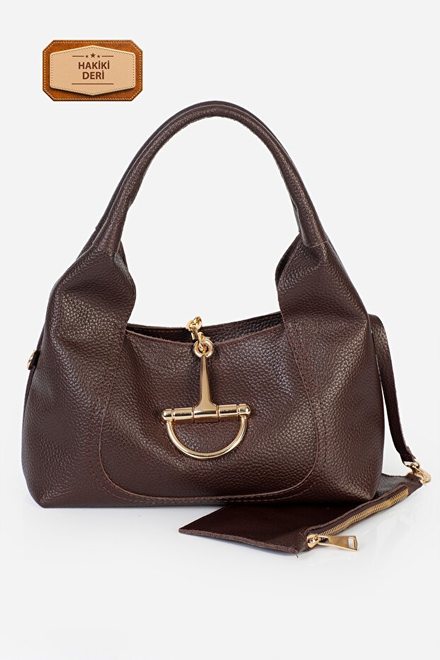 Nora Genuine Suede Shoulder Bag with Metal Buckle