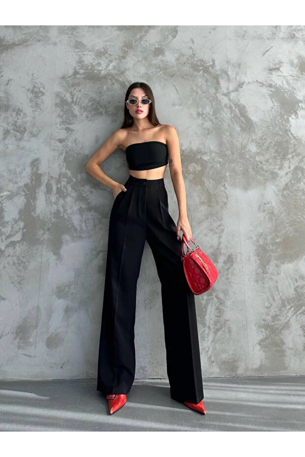 Women's Black Spanish Fabric Trousers