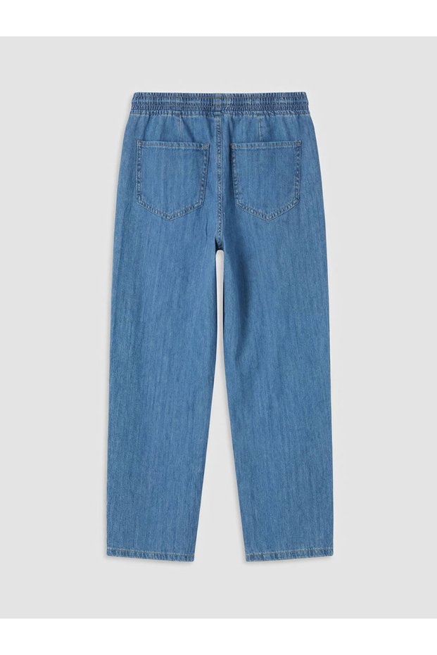 Balloon Fit Women's Jean Trousers with Elastic Waist